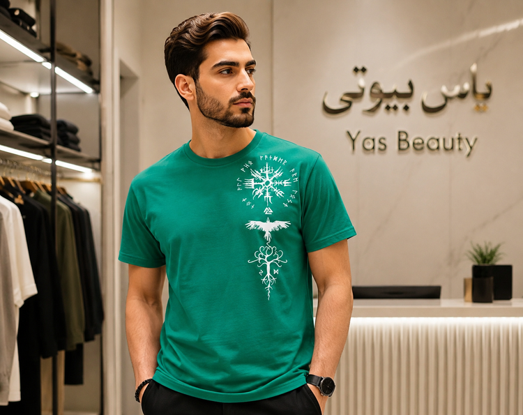 تیشرت مردانه یقه گرد طرح وایکینگ جنس دورس گلکسی درجه یک سایز لارج تا دو ایکس