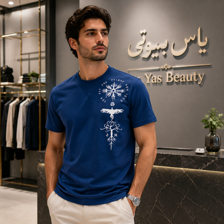 تیشرت مردانه یقه گرد طرح وایکینگ جنس دورس گلکسی درجه یک سایز لارج تا دو ایکس